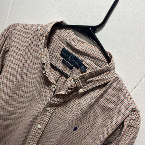 Ralph Lauren 120s 2 Ply Shirt Men's Size Large‎ Gingham Check Long Sleeve - Picture 4 of 5